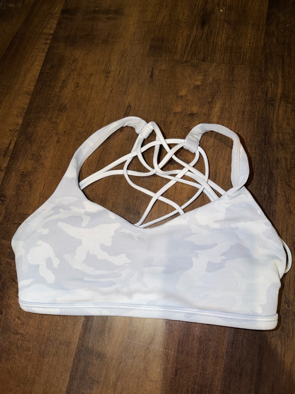 lululemon athletica White Camo Strappy Sports Bra